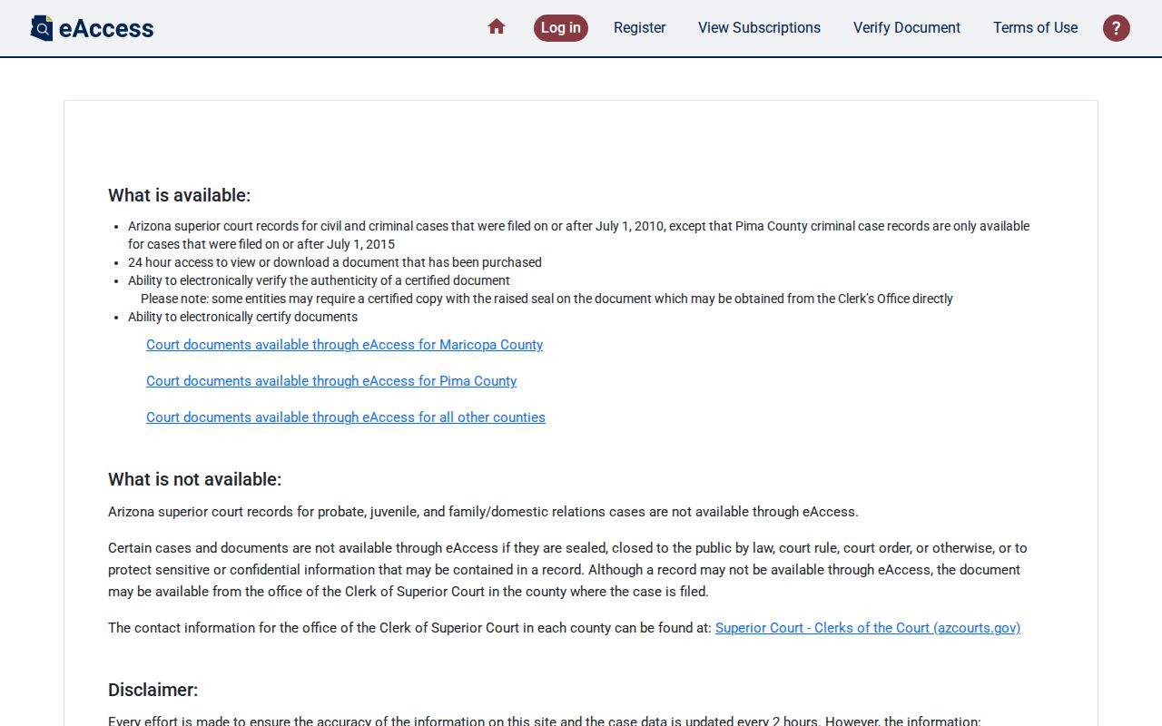 Graham County civil docket eAccess case search service
